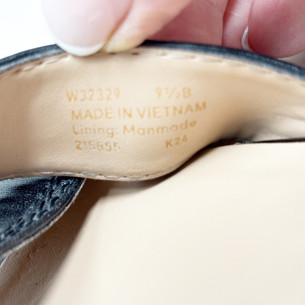 Cole Haan Leather Criss Cross Sandals Size 9.5 Ankle‎ Strap Wedge Black Classic - Picture 9 of 10